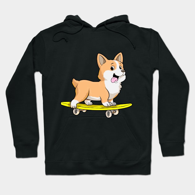 Dog as Skater with Skateboard Hoodie by Markus Schnabel